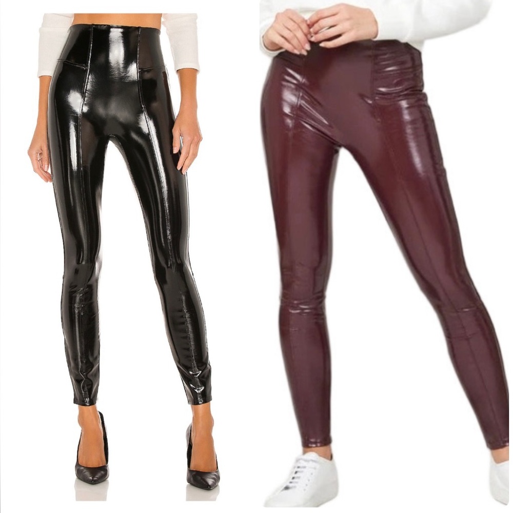 SPANX set of 2 NEW Faux Leather Pants - Black and auburn